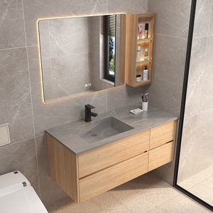<span class=keywords><strong>Meuble</strong></span>-lavabo de salle de bain de luxe Balom, sur mesure, moderne, mural, avec rangement durable, miroir LED et lavabo en pierre élégant - Product Image 4