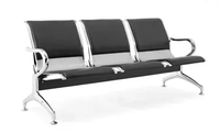 Chaise d'attente moderne en acier inoxydable 3 places pour aéroport, hôpital, banque et centre commercial