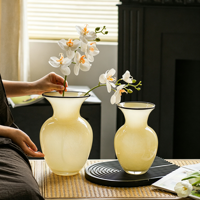 Vase en verre rond jaune minimaliste, récipient à fleurs hydroponique de qualité supérieure, décoration de table pour la maison