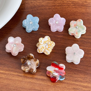 EASY Mini pince à cheveux en acétate haut de gamme, faite à la main, avec petite fleur en strass, pour franges latérales et queue de cheval, accessoires pour femmes - Product Image 1