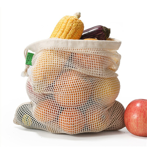 Bán buôn <span class=keywords><strong>Poly</strong></span> Lưới túi tái sử dụng bông Rau lưu trữ túi với dây rút lưới túi cho hành tây - Product Image 1