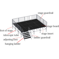 Scène événementielle extérieure en aluminium, plateforme modulaire portable à niveaux pour concerts, podiums d'église, podiums de mariage et passerelles