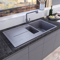 Évier de cuisine multifonction en quartz, lavabo de luxe en granit composite coloré, éviers de cuisine