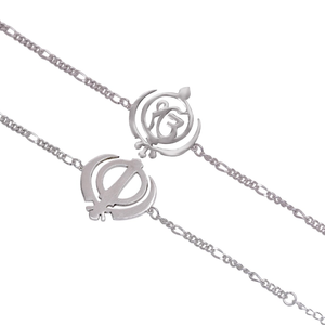 EK onkar & khanda Vòng đeo tay đạo <span class=keywords><strong>Sikh</strong></span> biểu tượng tôn giáo Vòng Đeo Tay Unisex đồ trang sức tinh thần Figaro chuỗi - Product Image 4