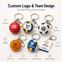 Porte-clés en caoutchouc 3D personnalisé en gros, en forme de ballon de sport (basket-ball, football, soccer) en silicone, pour cadeaux promotionnels