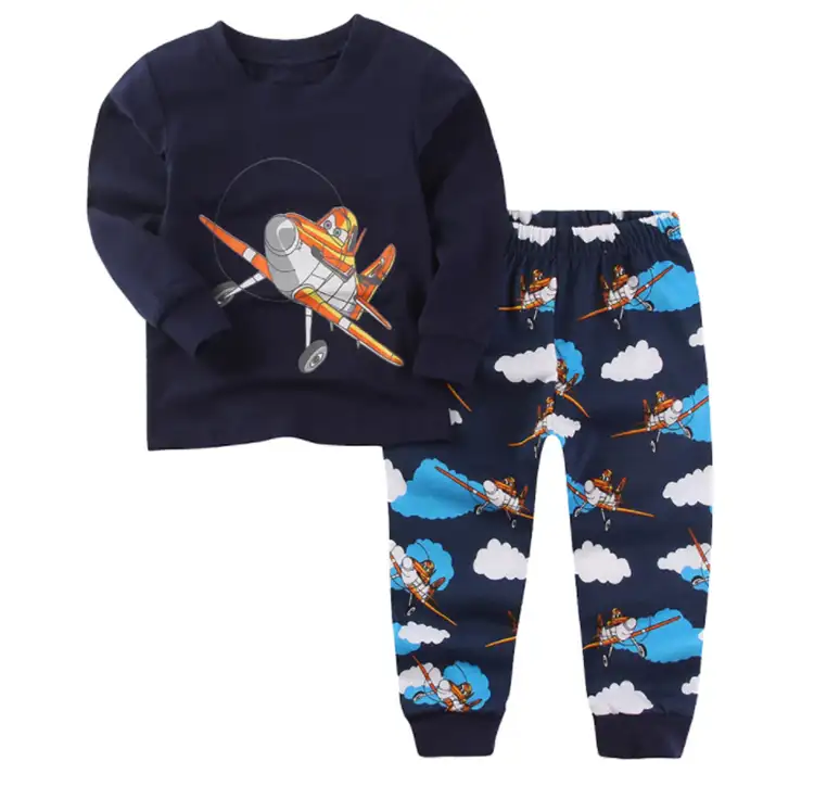 Pijamas PSK47 para niños, pijamas para niños, pijamas con estampado de dinosaurio de manga larga, Tops, pantalones, 2 piezas