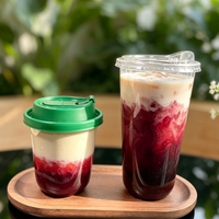 Gobelets en plastique jetables en PET/PP en forme de U de 12 oz et 24 oz avec logo personnalisé, pour jus frais, avec couvercles et pailles à emporter