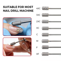 SHUANGJIA Fraise à ongles professionnelle en carbure de tungstène, revêtement argenté, tige de 3/32 pouces, résistante à la chaleur, pour ponceuse à ongles électrique