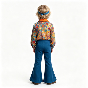 Costume <span class=keywords><strong>de</strong></span> <span class=keywords><strong>hippie</strong></span> pour garçons, tenue rétro disco des années 60 et 70, bandeau, pantalon à pattes d'éléphant, pour Halloween, carnaval, spectacle sur scène, cosplay - Product Image 3