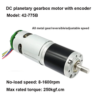 Moteur à engrenages planétaires DC 42GP 775 avec encodeur, couple élevé, 12V 24V, moteur à balais pour robot, maison intelligente, automatisation industrielle
