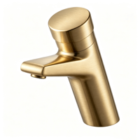 Keran Wastafel Otomatis Self Delay Auto Close Tap Deck Mounted Warna Emas Brushed Untuk Toilet Umum Komersial Pabrik Langsung Garansi 3 Tahun
