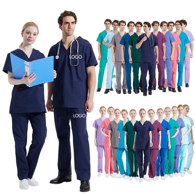 Neuer Stil Versand bereit Kurzarm Peelings Uniformen Sets Taschen Medic Greys Set Pflege Peelings mit Logo Klinik Männer Uniform