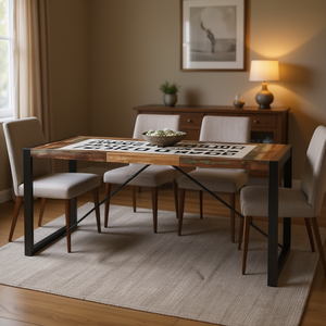 Reclaimed Wood Dining <b>Table</b> 70.9 Inches Rectangular Rustic Design Metal Legs Home Furniture - Product Image 2