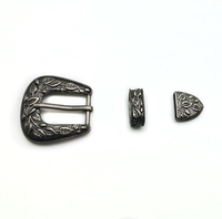 Set Gesper Pin Logam Perak Retro Langming 21mm Motif Daun Bunga Aksesoris Sabuk Kostum Kuno