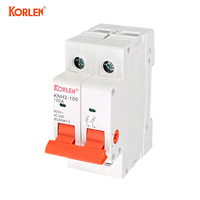 Sakelar Isolasi KORLEN Tipe C 2P 80A 100A Perlindungan AC untuk Sistem PV Material DIN Rail PA66 Bersertifikasi CE Garansi 3 Tahun