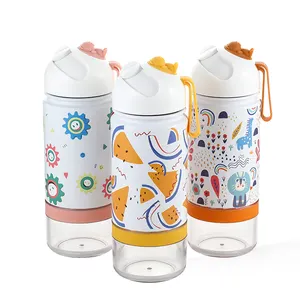 Everich – bouteille d'eau pour enfants avec compartiment à snack ODM et tête de bière mignonne ODM, couvercle de bouteille d'eau tritan pour enfants