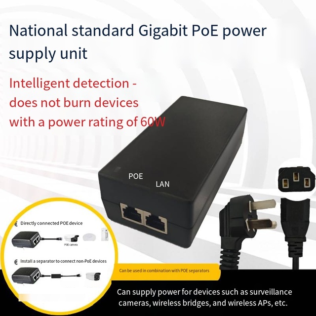 POE Adapter 48v/24v/15v/12v POE Power Supply Module Intelligent Detection for WIFI Bridge IP Camera Wireless AP Via Ethernet (US
