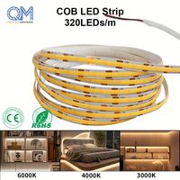 Bande lumineuse LED COB haute densité sans soudure 24V 320 LED/m 6000K Blanc froid Ruban sans points