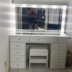 Customized Wholesale 12 LED Lights <strong>Makeup</strong> <strong>Table</strong> with 11 Drawers <strong>Dressing</strong> <strong>Table</strong> with Chair Vanity <strong>Table</strong> Set - Product Image 3