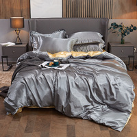 Ensemble de literie de luxe en microfibre satinée brossée de couleur unie personnalisée, plié, écologique, résistant aux plis, taille king, couette, édredon