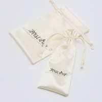 Sac en Satin doux avec impression de Logo personnalisé, sous-vêtements, cadeau et cosmétiques, pochette de luxe en Satin de soie mat, pochette à cordon, 50 unités