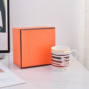 Hot Sale Nordic Luxury Golden Restaurant Gold Handle Bone China <b>Mug</b> with Gift Box - Product Image 3