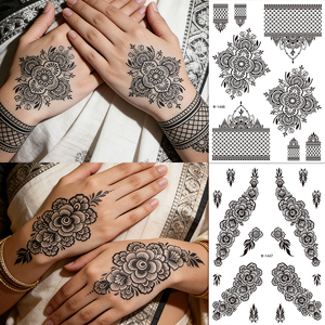 Nuevo Tatuaje de Henna para Boda, Transferible al Agua, Sexy, con Encaje Negro, Diseño de Mehndi para Piernas, Manos y Muñecas para Mujeres - Product Image 3