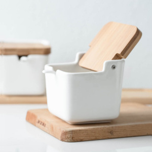 Ceramic Seasoning Pot Set with Tray Household Kitchen square Oil Salt Sugar <b>Jar</b> Set - Product Image 3