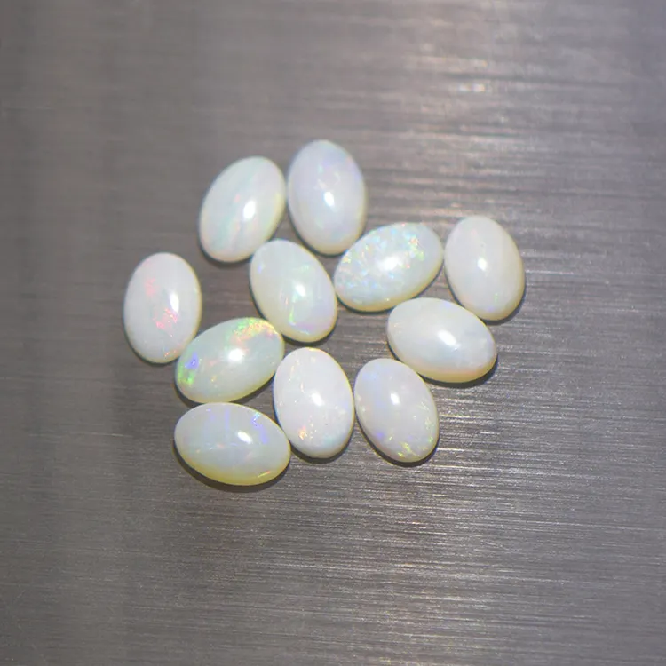SGARIT Wholesale Jewelry 4*6mm Oval Cut Natural Australia Opal For Jewelry Making Loose Gemstone White Opal