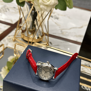 Montre-bracelet mécanique pour femme avec cadran à diamants mobiles et bracelet en cuir à motif crocodile rouge Chopards - Product Image 6