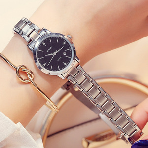 Montres élégantes pour couple en acier inoxydable, montres pour homme avec calendrier professionnel, montres-bracelets à quartz simples serties de diamants pour femme - Product Image 4