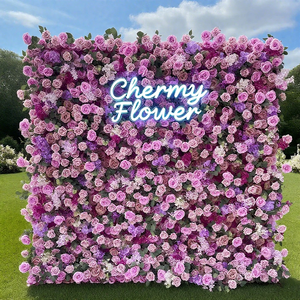 Parete Floreale Artificiale Bianca Avorio per Matrimoni Dalian Chermy OEM, 2,4m x 2,4m, con Rose Bianche 5D - Product Image 5