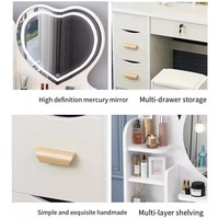 Coiffeuse moderne blanche avec miroir lumineux pour chambre de fille, fabriquée en Chine