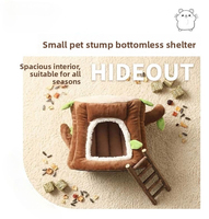 Nouveau Repaire Hivernal pour Petits Animaux en Forme de Souche d'Arbre, Nid de Sommeil et de Jeu Semi-fermé Multi-tailles pour Hamster et Lapin - Vente en Gros
