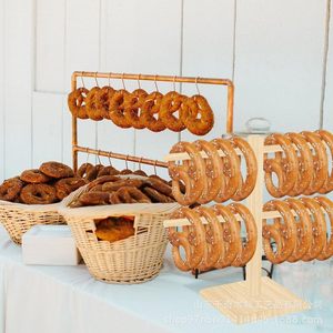 Wooden Pretzel Stand 2 Tier Freestanding <b>Display</b> <b>Rack</b> For Oktoberfest <b>Beer</b> Festival - Product Image 2
