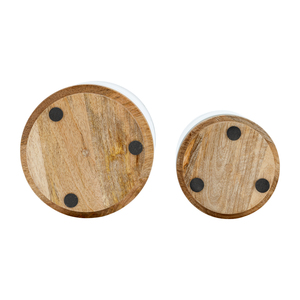 Porte-bougie cylindrique en verre avec base en bois pour la décoration de la maison, centre de table - Product Image 5