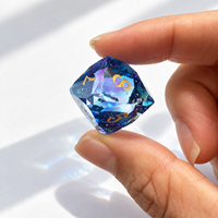 Ensemble de dés polyédriques en cristal de verre dégradé bleu violet, 7 pièces, dés à chiffres encreés d'or pour jeux de société de table Dragons TRPG