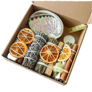 Liktwind Kit de 7 encens biologiques à base de romarin, lavande, tranches d'orange, cannelle, Palo Santo, citrine pour la purification et la guérison - Product Image 4