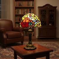 Lampe de bureau LED moderne en résine colorée avec abat-jour en verre de luxe - Lumière chaude 3000K pour la lecture au chevet, protection des yeux