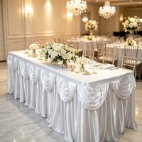 Jupe de table plissée satinée brillante de 14 pieds pour table ronde d'hôtel, décoration de banquet de mariage, événementiel, qualité supérieure, durable, lavable