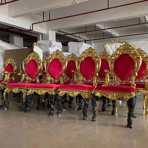 Chaises de trône dorées à dossier haut pour roi et reine, chaises de mariage royales de luxe <span class=keywords><strong>moins</strong></span> chères pour le marié et la mariée - Product Image 3