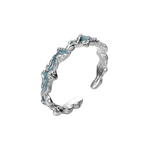 Mint Blue S925 Sterling Silver Clear Cool Girls' Jewellery Ice Lake Series Frosted Texture Drip Ring pour les mariages et les fêtes - Product Image 1
