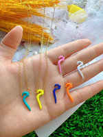Collier pendentif arabe en laiton plaqué or 18 carats personnalisable bijoux de lettres musulmanes en émail coloré avec zircon pour enfants