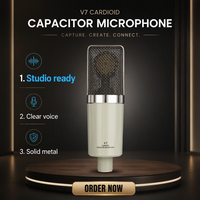 Microphone à condensateur XLR professionnel portable BAIFEILI V7 avec support antichoc métallique filaire pour enregistrement en studio, podcasting et jeux