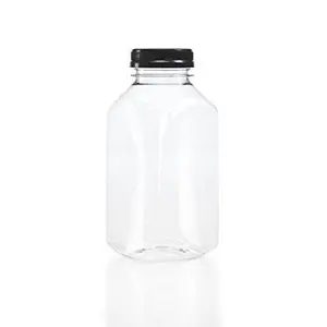 Wholesale 330ml 350ml 400ml 500ml transparent Round Square Plastic Beverage Juice shampoo Bottle With Cork Cap pump Packaging