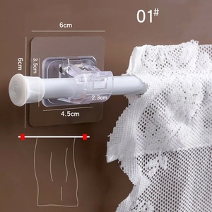 Curtain Rod <strong>Hook</strong> Punch-free Curtain Hanging Rod Rack Home Wall Adhesive <strong>Bracket</strong> Clip Door Curtain Telescopic Rod <strong>Hook</strong> - Product Image 3