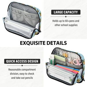 Trousse à crayons multi-couches personnalisée à motif de dessin animé, organiseur zippé, étui à crayons, trousse à stylos, étui à crayons vertical pour enfants - Product Image 6