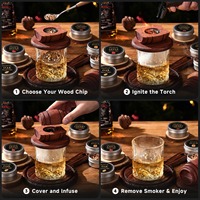 Kit fumeur à cocktails en fût de bois, ensemble fumeur à whisky avec torche, 6 copeaux de bois, coffret cadeau en bois pour Bourbon Old Fashioned, cadeau pour homme