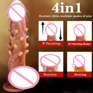 Dildo Vibrante con 3 Modalità di Spinta, 10 Modalità di Vibrazione, Rotazione, Riscaldamento e Ventosa - Dildo Cavalcabile per Gioco Vaginale e Anale - Giocattoli Sessuali per Adulti - Product Image 4