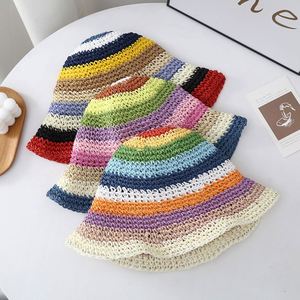 หมวกเฟโดราสานมือ BESTELLA สำหรับฤดูร้อน ปีกกว้าง ลายรุ้ง พร้อมโลโก้สั่งทำพิเศษ สำหรับใช้ในชีวิตประจำวัน ของตกแต่งชายหาด สำหรับผู้ชายและผู้หญิง - Product Image 2